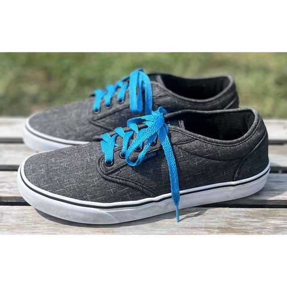 Vans Other - Vans Shoes Mens Size 9.5 Black Blue Lace Up Low Top Casual Skate Sneakers Canvas
